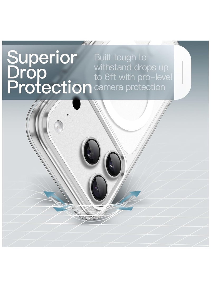 حافظة مغناطيسية لهاتف iPhone 17 Pro Max مقاس 6.9 بوصة، متوافقة مع MagSafe، لوحة خلفية شبه شفافة غير لامعة، حماية من السقوط بمستوى عسكري (إصدار شفاف بلوري) - Image 4